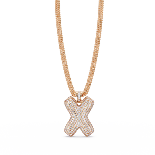 Letter X Lab Grown Diamond Charm Pendant Necklace - HIGHCARAT DIAMONDS