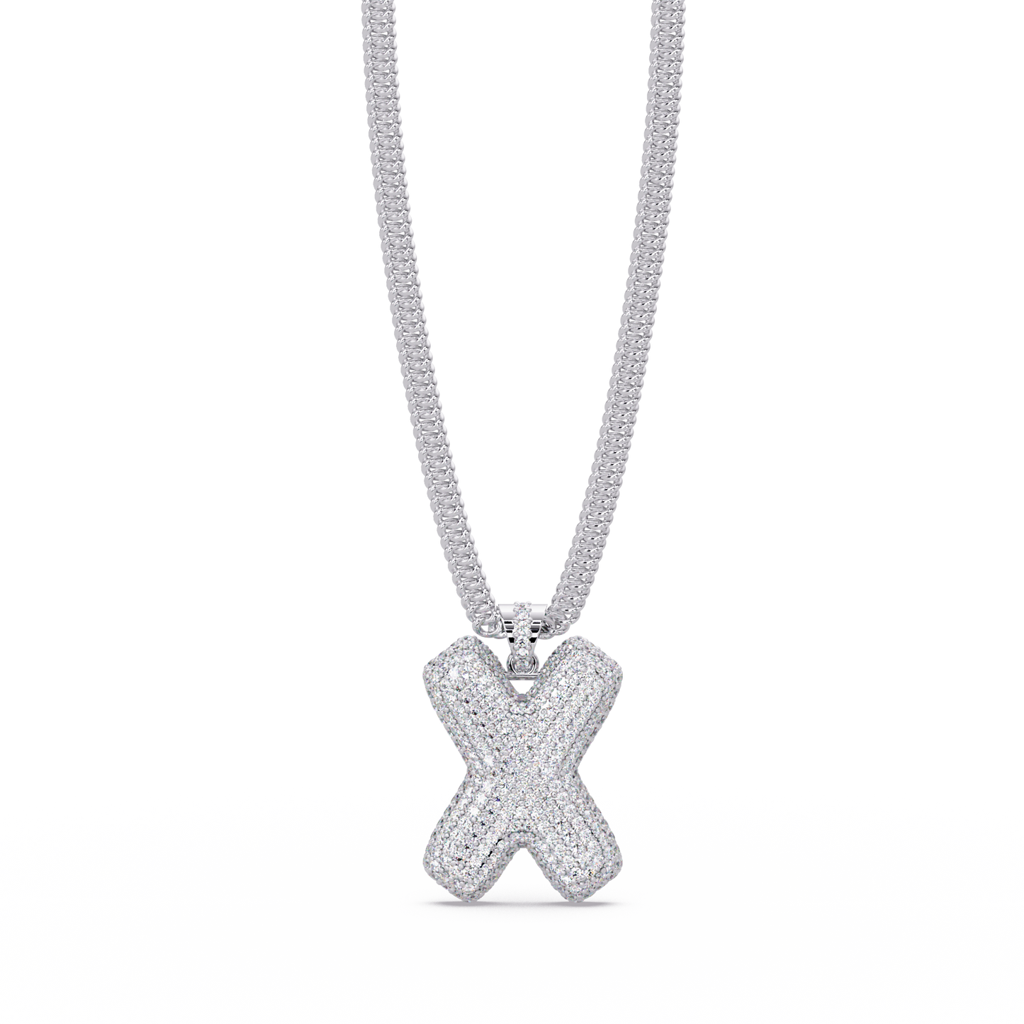 Letter X Lab Grown Diamond Charm Pendant Necklace - HIGHCARAT DIAMONDS