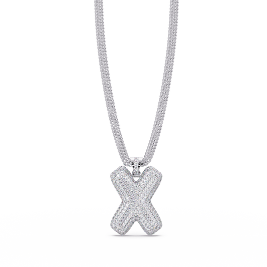 Letter X Lab Grown Diamond Charm Pendant Necklace - HIGHCARAT DIAMONDS