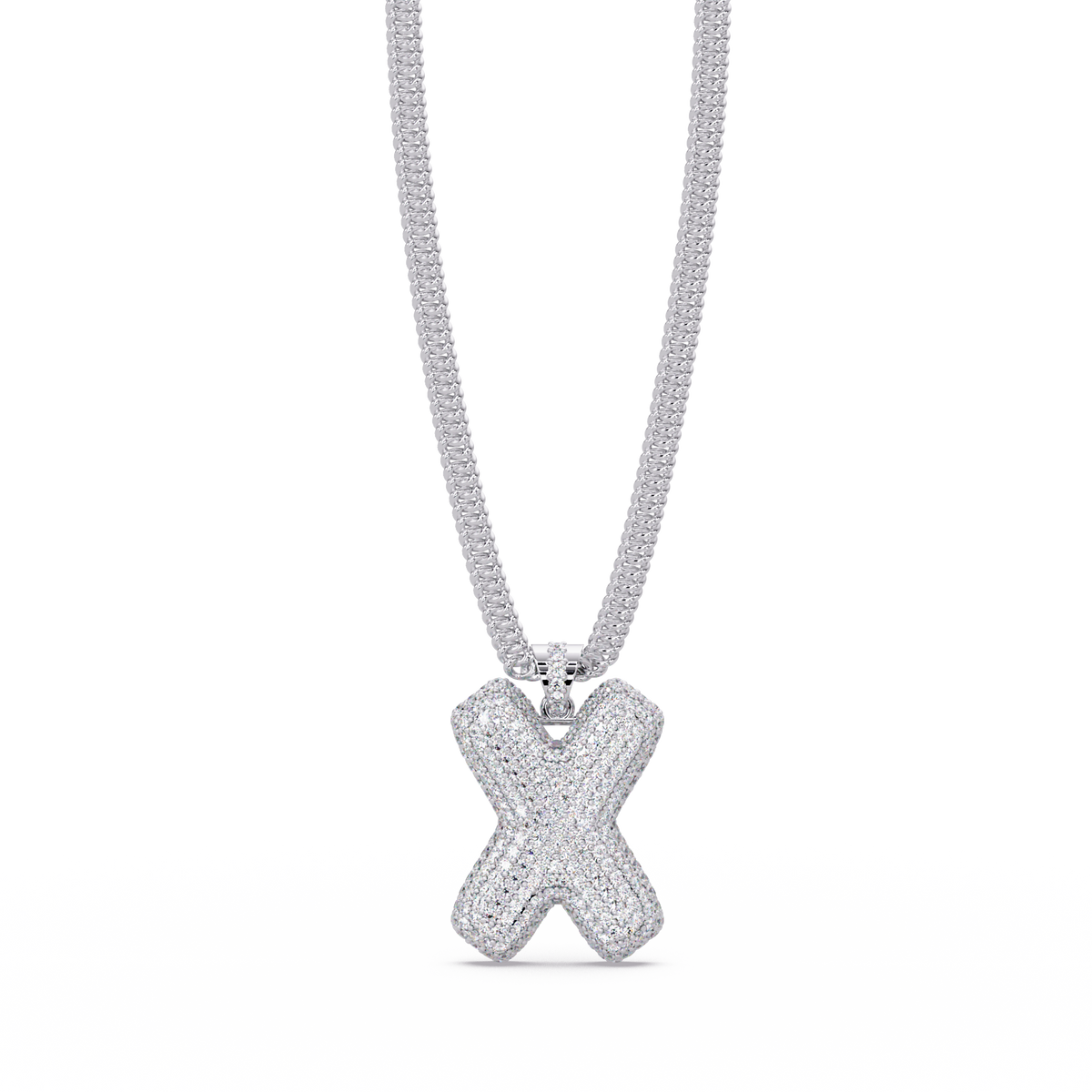 Letter X Lab Grown Diamond Charm Pendant Necklace - HIGHCARAT DIAMONDS