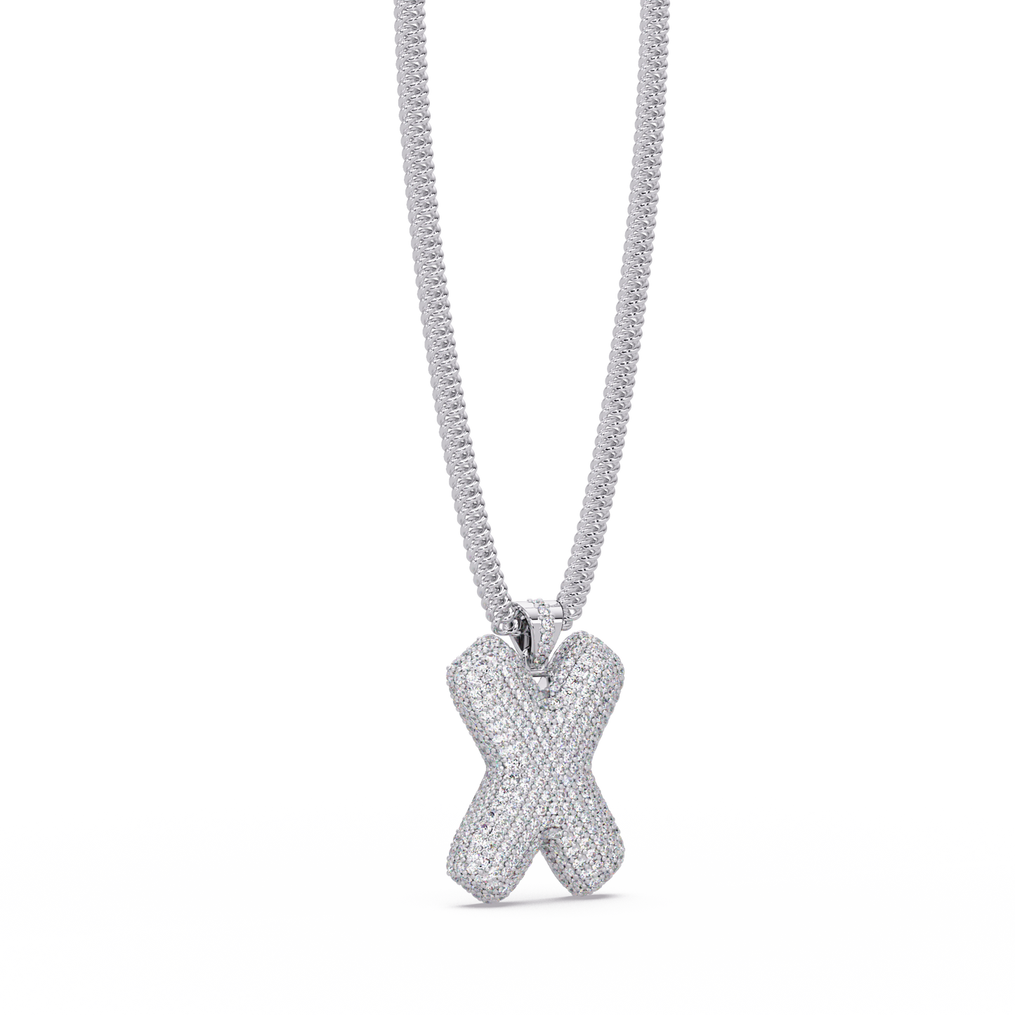 Letter X Lab Grown Diamond Charm Pendant Necklace - HIGHCARAT DIAMONDS