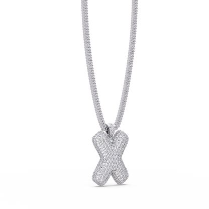 Letter X Lab Grown Diamond Charm Pendant Necklace - HIGHCARAT DIAMONDS