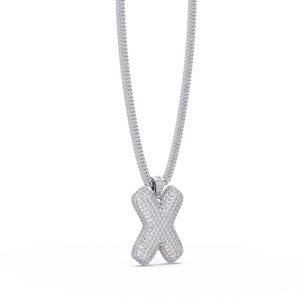 Letter X Lab Grown Diamond Charm Pendant Necklace - HIGHCARAT DIAMONDS