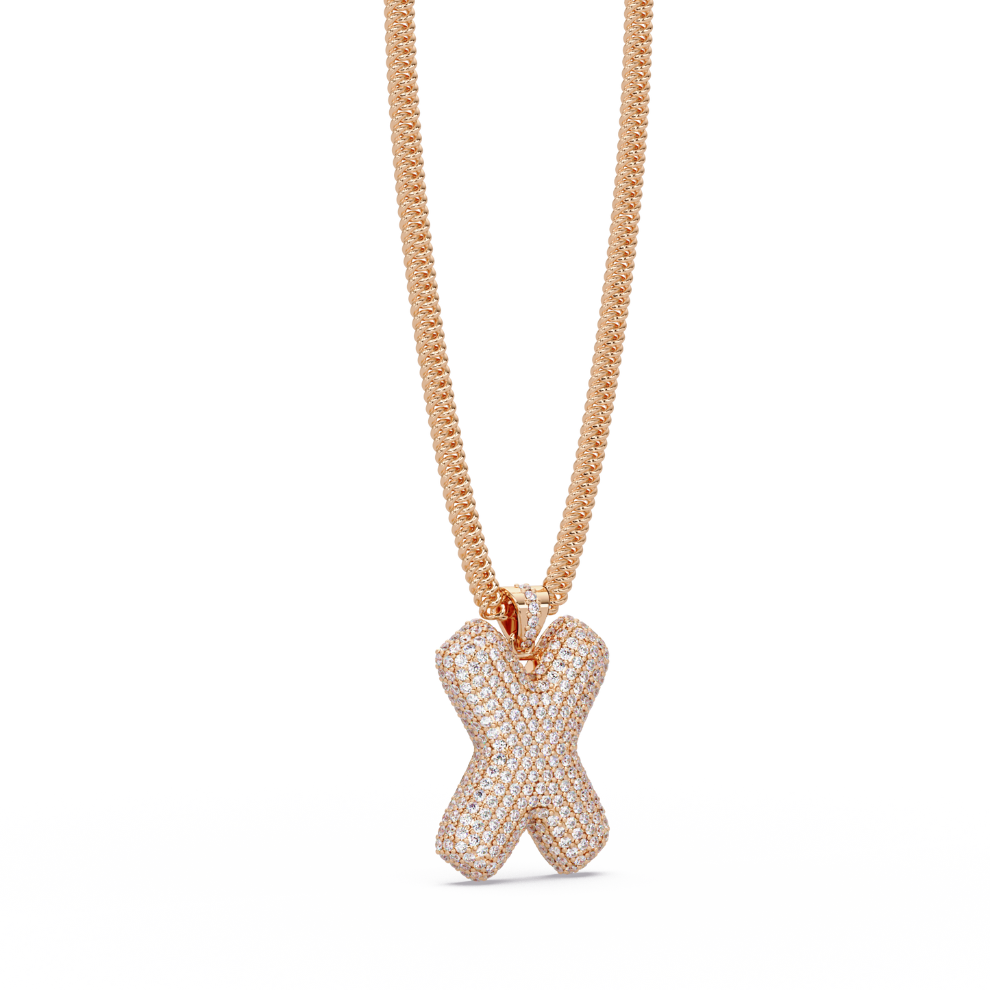 Letter X Lab Grown Diamond Charm Pendant Necklace - HIGHCARAT DIAMONDS