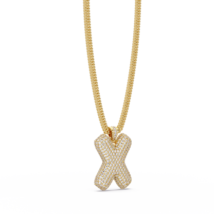 Letter X Lab Grown Diamond Charm Pendant Necklace - HIGHCARAT DIAMONDS