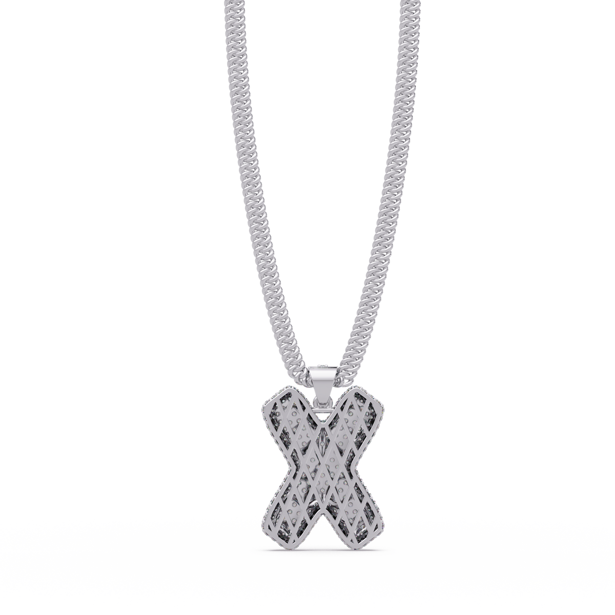 Letter X Lab Grown Diamond Charm Pendant Necklace - HIGHCARAT DIAMONDS
