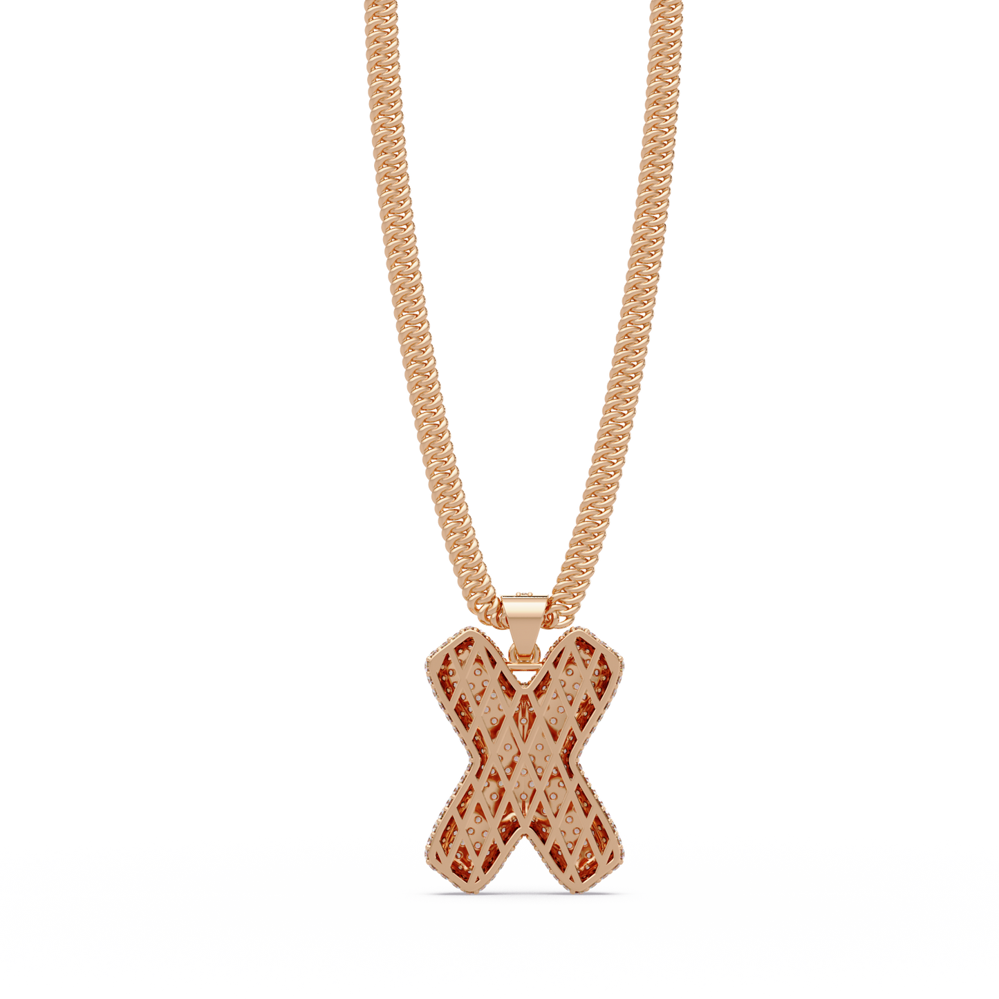 Letter X Lab Grown Diamond Charm Pendant Necklace - HIGHCARAT DIAMONDS