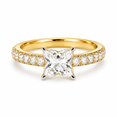 Lilly Cut Diamond Yellow Gold Side Round Diamond Ring