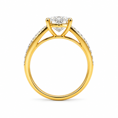 Lilly Cut Diamond Yellow Gold Side Round Diamond Ring
