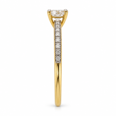 Lilly Cut Diamond Yellow Gold Side Round Diamond Ring