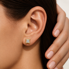 Lily Cut Lab Grown Diamond Bezel Set Stud Earrings