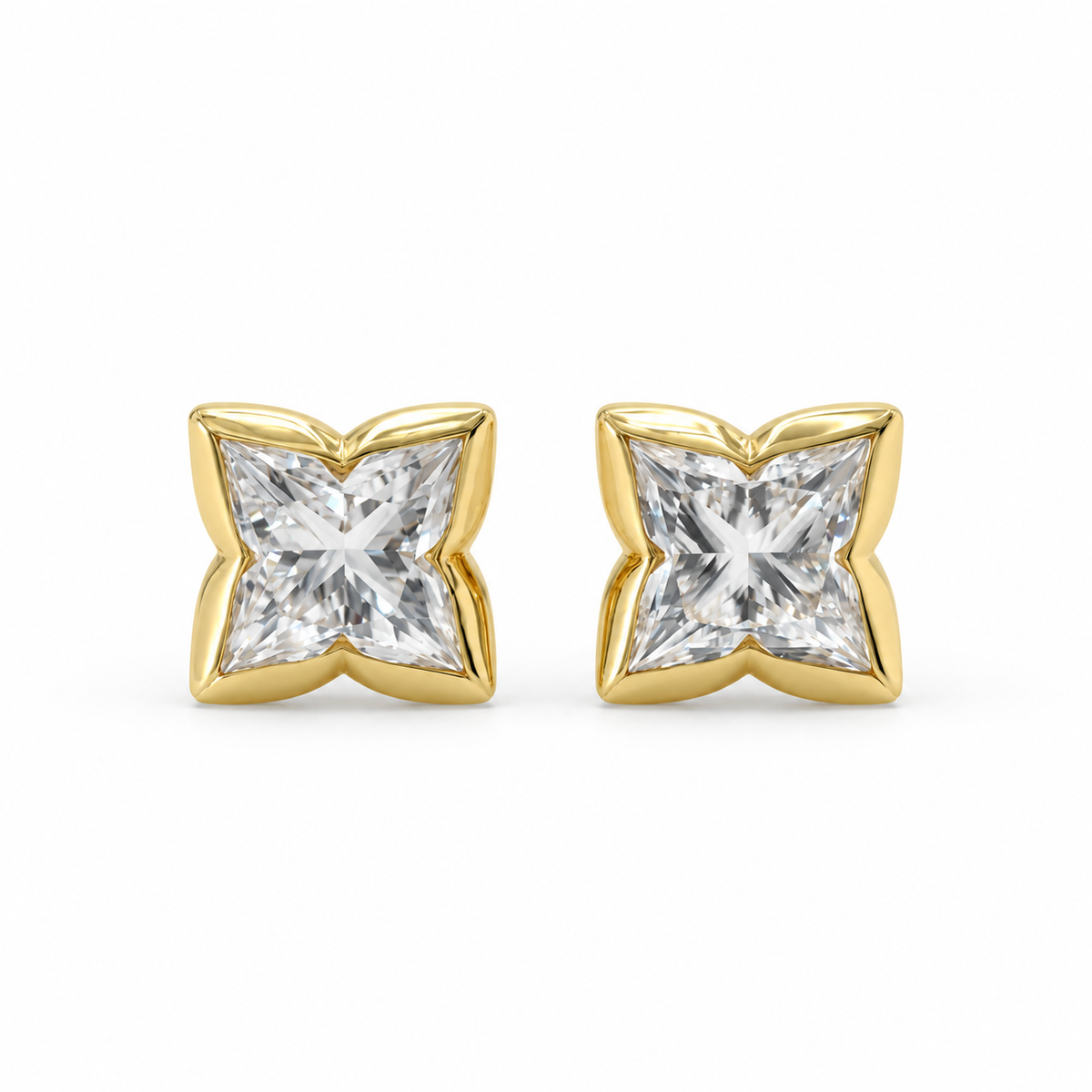 Lily Cut Lab Grown Diamond Bezel Set Stud Earring