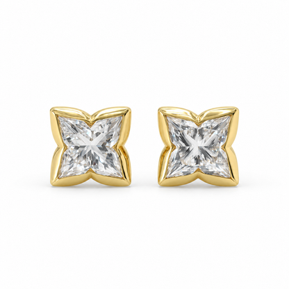 Lily Cut Lab Grown Diamond Bezel Set Stud Earring