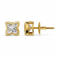 Lily Cut Lab Grown Diamond Bezel Set Stud Earrings