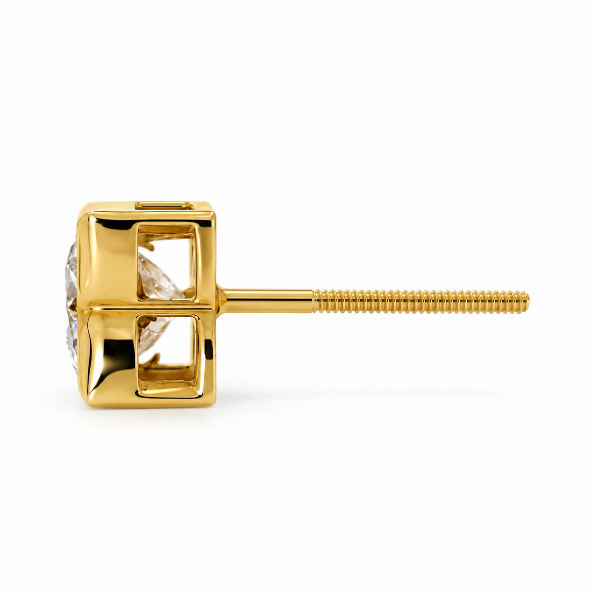 Lily Cut Lab Grown Diamond Bezel Set Stud Earring