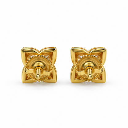 Lily Cut Lab Grown Diamond Bezel Set Stud Earring