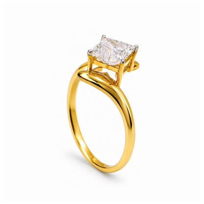 Lily Flower Cut Lab Grown Diamond Bypass Solitaire Ring - HIGHCARAT DIAMONDS