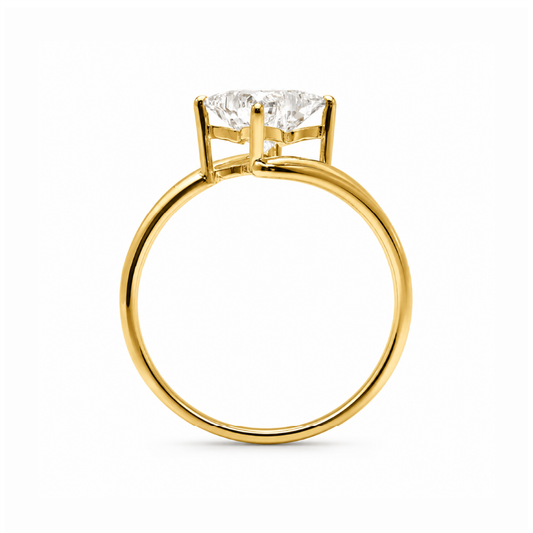 Lily Flower Cut Lab Grown Diamond Bypass Solitaire Ring - HIGHCARAT DIAMONDS