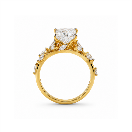 Lily Flower Shape Lab Grown Diamond Unique Engagement Ring - HIGHCARAT DIAMONDS