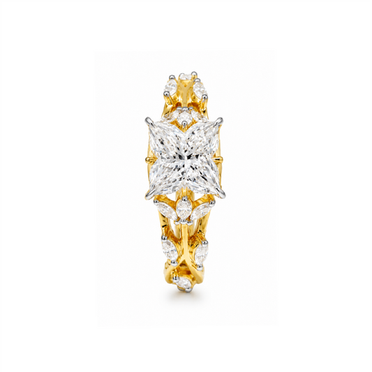 Lily Flower Shape Lab Grown Diamond Unique Engagement Ring - HIGHCARAT DIAMONDS