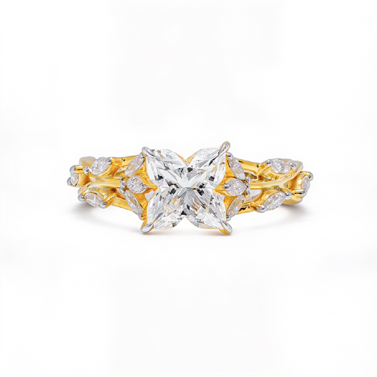 Lily Flower Shape Lab Grown Diamond Unique Engagement Ring - HIGHCARAT DIAMONDS
