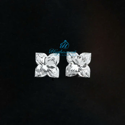 Lily flower shape lab grown diamond with custom faceting and four petal floral design