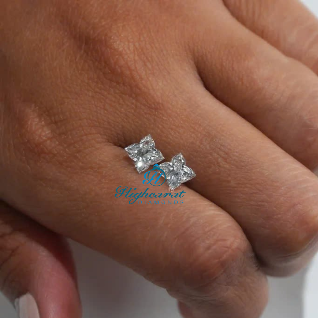Custom lily flower cut lab grown diamond with balanced petal structure