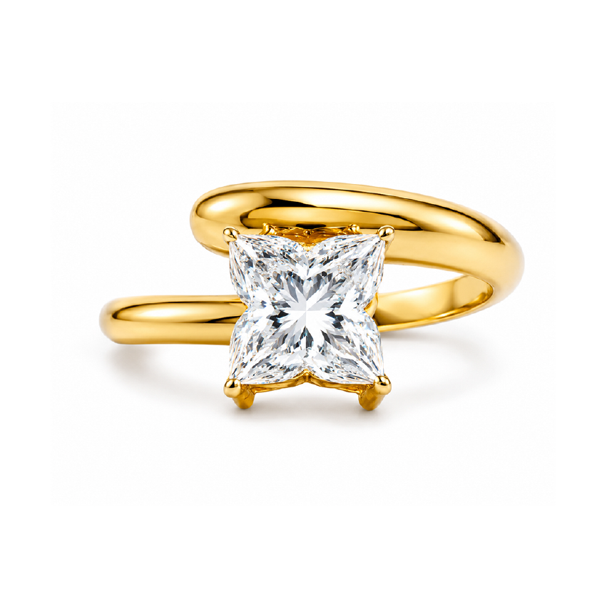 Lily Cut Lab Grown Diamond Solitaire 14k Yellow Gold Ring