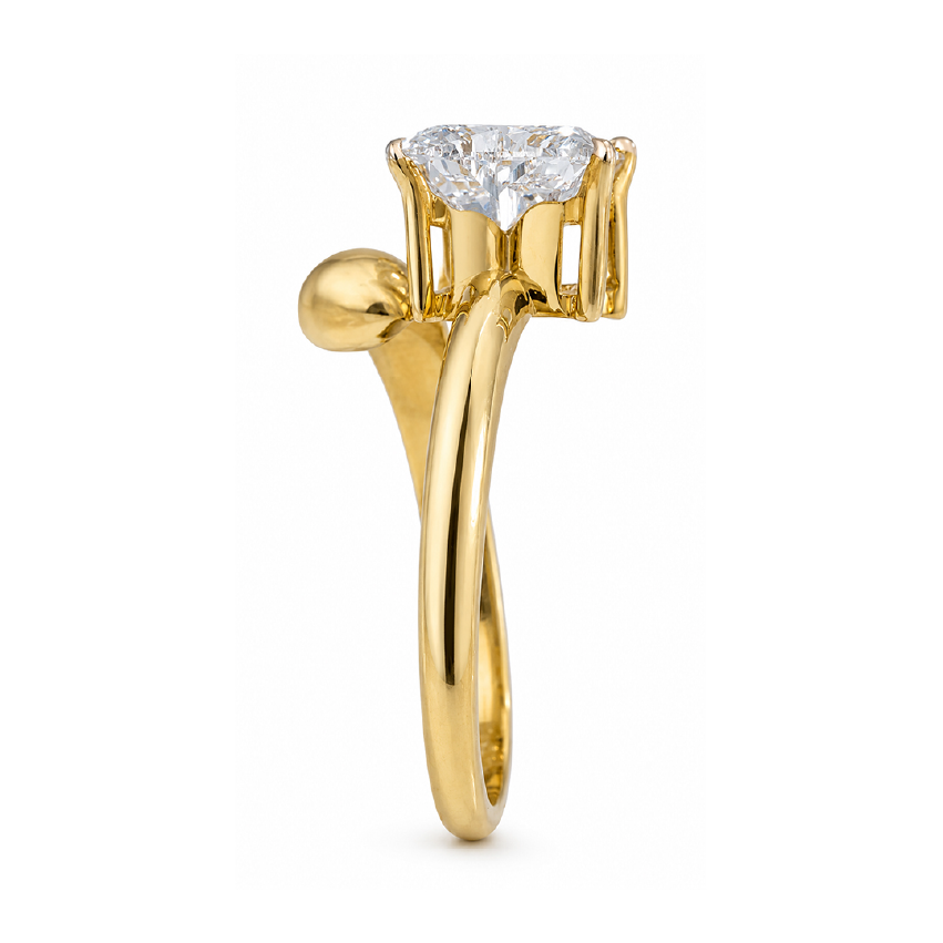 Lily Cut Lab Grown Diamond Solitaire 14k Yellow Gold Ring