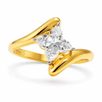 Lily Flower Cut Lab Grown Diamond Bypass Solitaire Ring