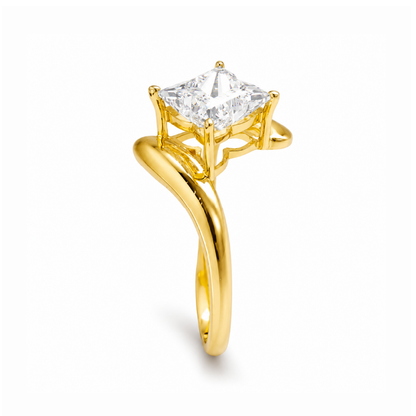 Lily Flower Cut Lab Grown Diamond Bypass Solitaire Ring