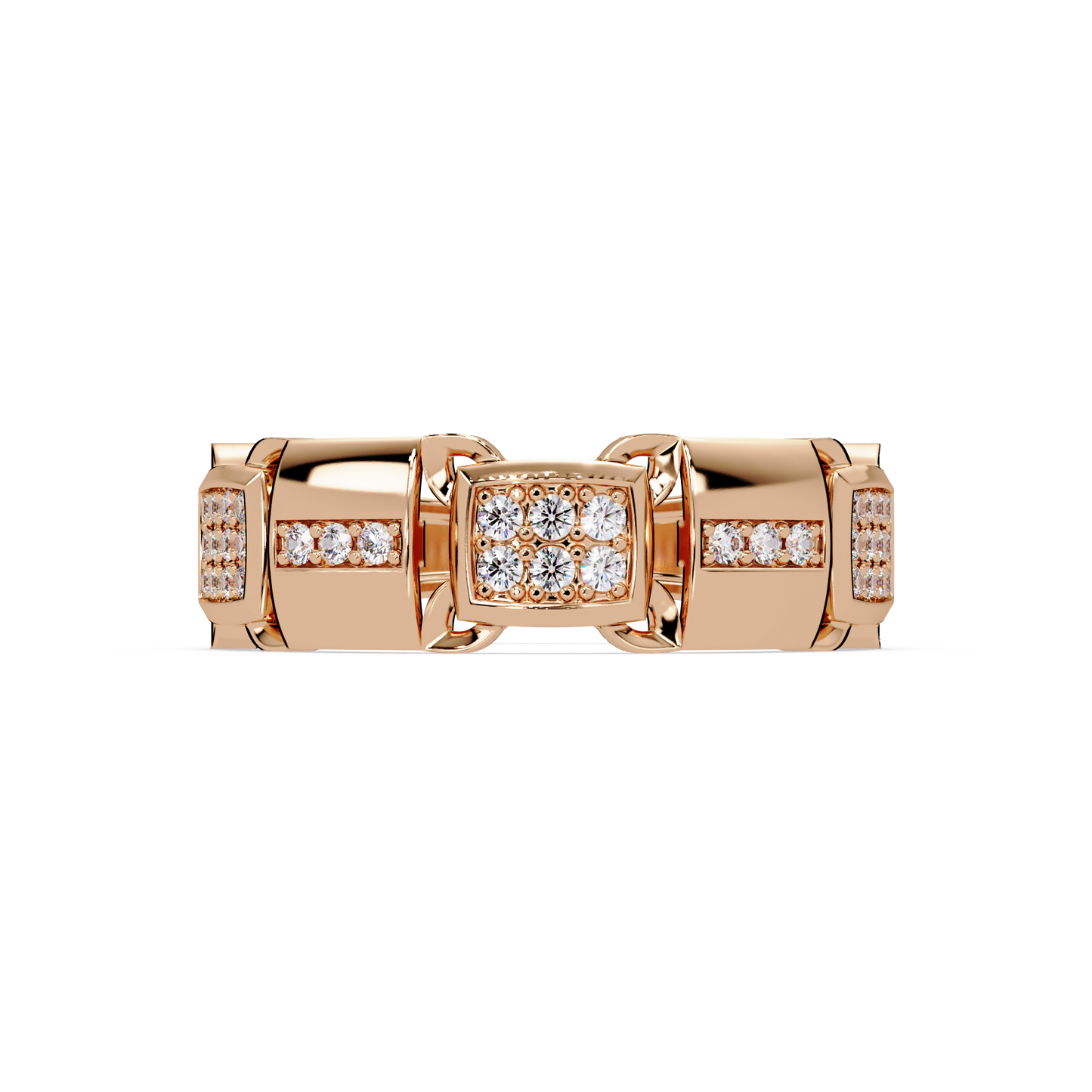 Link Chain Diamond Square Center Ring - HIGHCARAT DIAMONDS