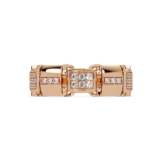Link Chain Diamond Square Center Ring - HIGHCARAT DIAMONDS