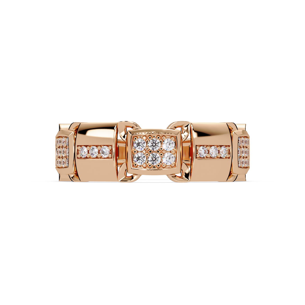 Link Chain Diamond Square Center Ring - HIGHCARAT DIAMONDS