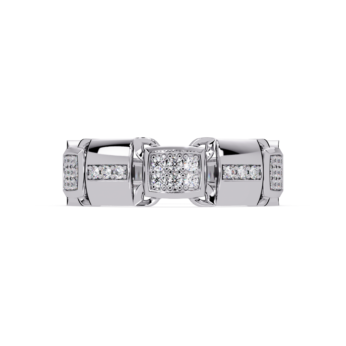 Link Chain Diamond Square Center Ring - HIGHCARAT DIAMONDS
