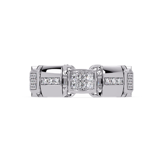 Link Chain Diamond Square Center Ring - HIGHCARAT DIAMONDS