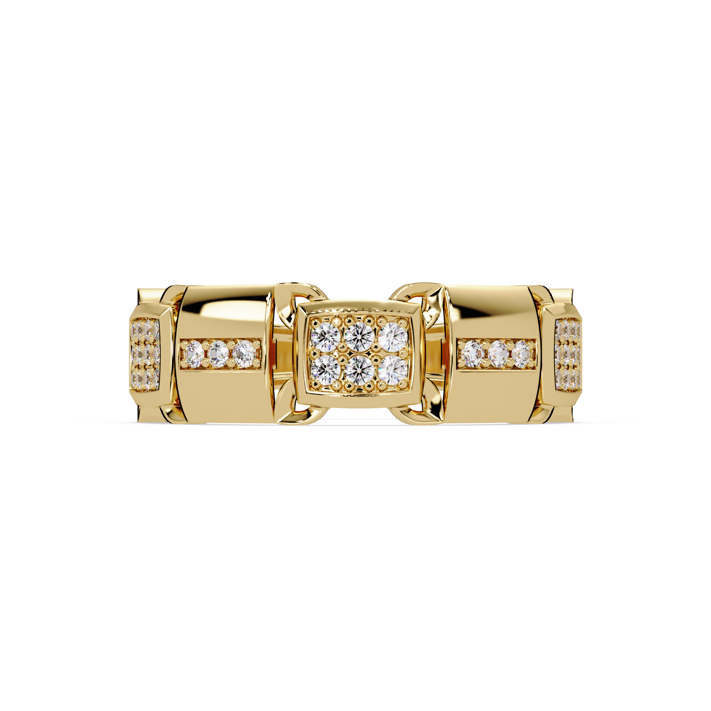 Link Chain Diamond Square Center Ring - HIGHCARAT DIAMONDS