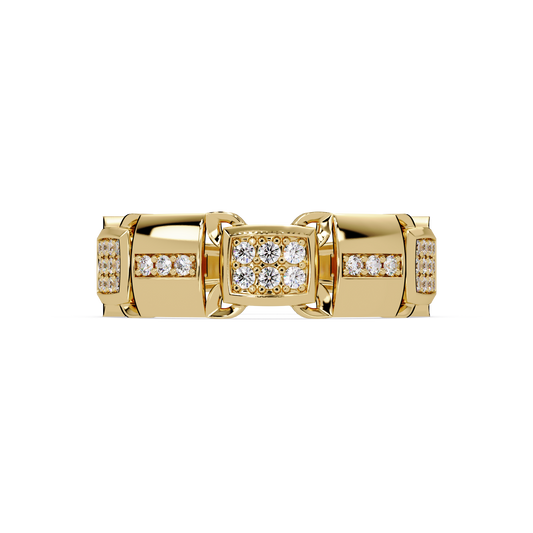 Link Chain Diamond Square Center Ring - HIGHCARAT DIAMONDS