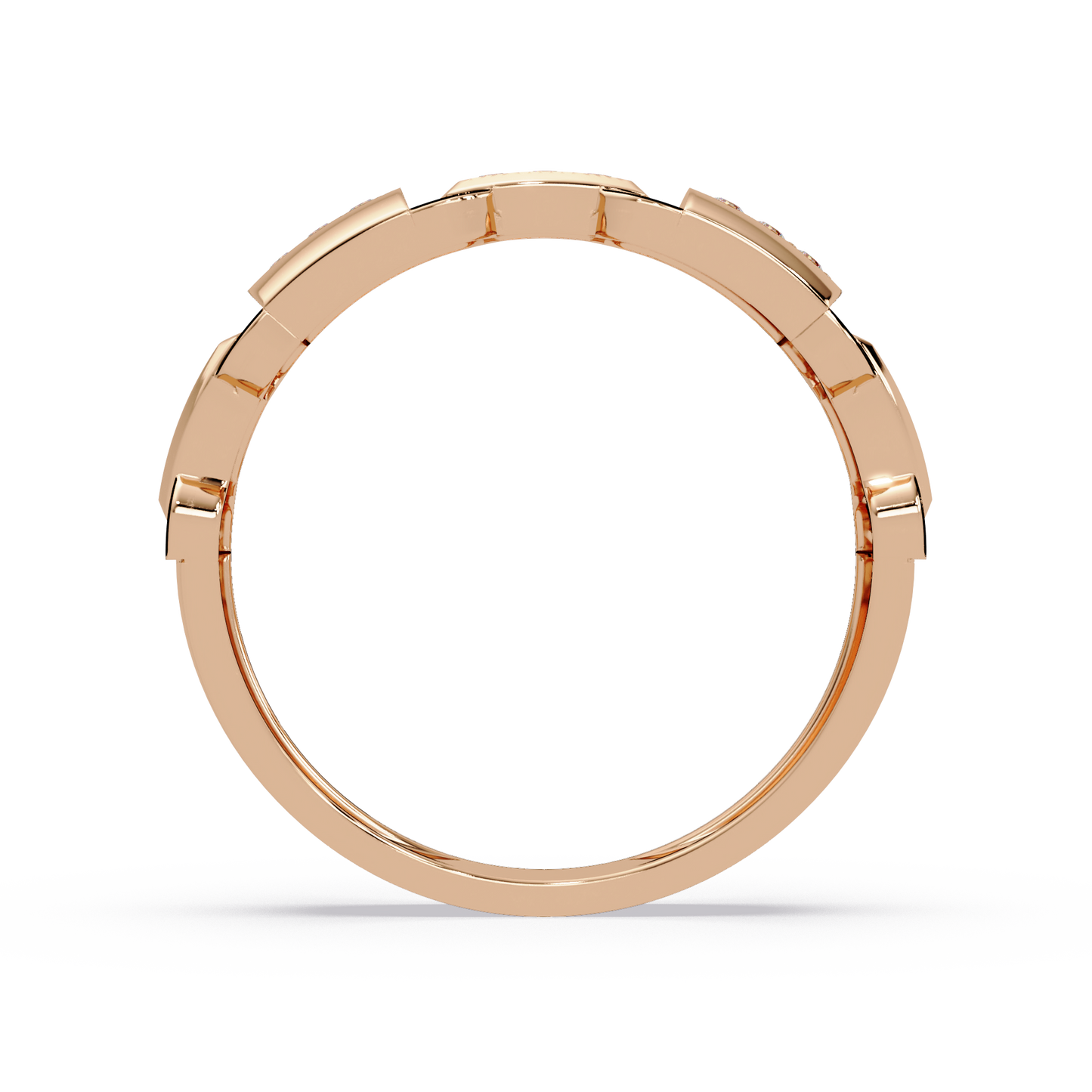 Link Chain Diamond Square Center Ring - HIGHCARAT DIAMONDS