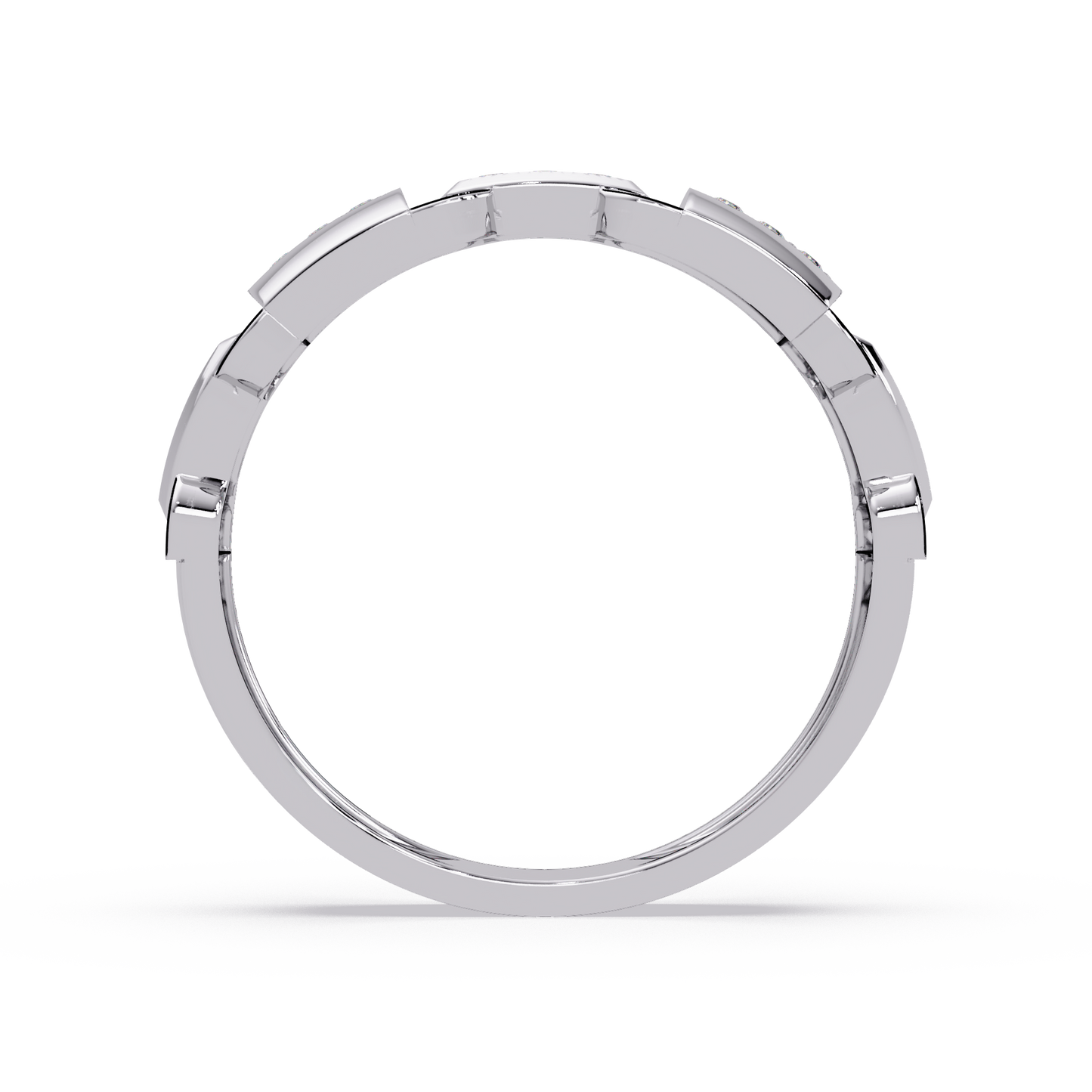 Link Chain Diamond Square Center Ring - HIGHCARAT DIAMONDS
