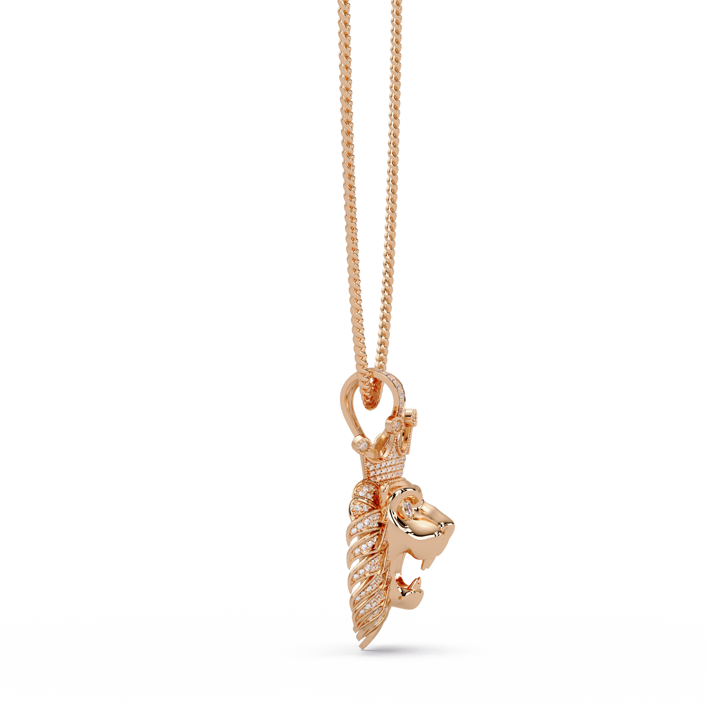 Lion Crown Shape Lab Grown Rose Gold Diamond Pendant - HIGHCARAT DIAMONDS