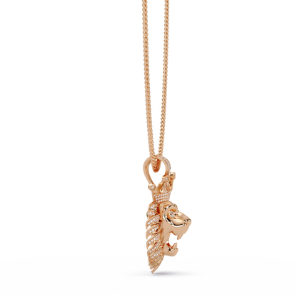 Lion Crown Shape Lab Grown Rose Gold Diamond Pendant - HIGHCARAT DIAMONDS