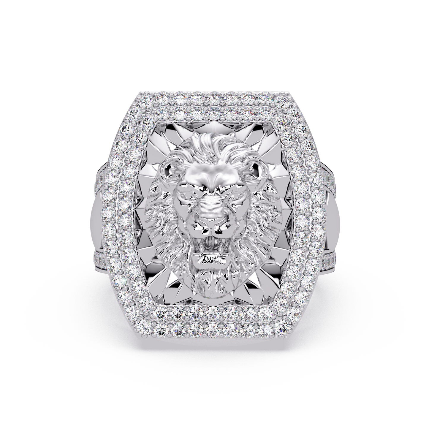 Lion Head Lab Grown Diamond Halo Signet Ring - HIGHCARAT DIAMONDS