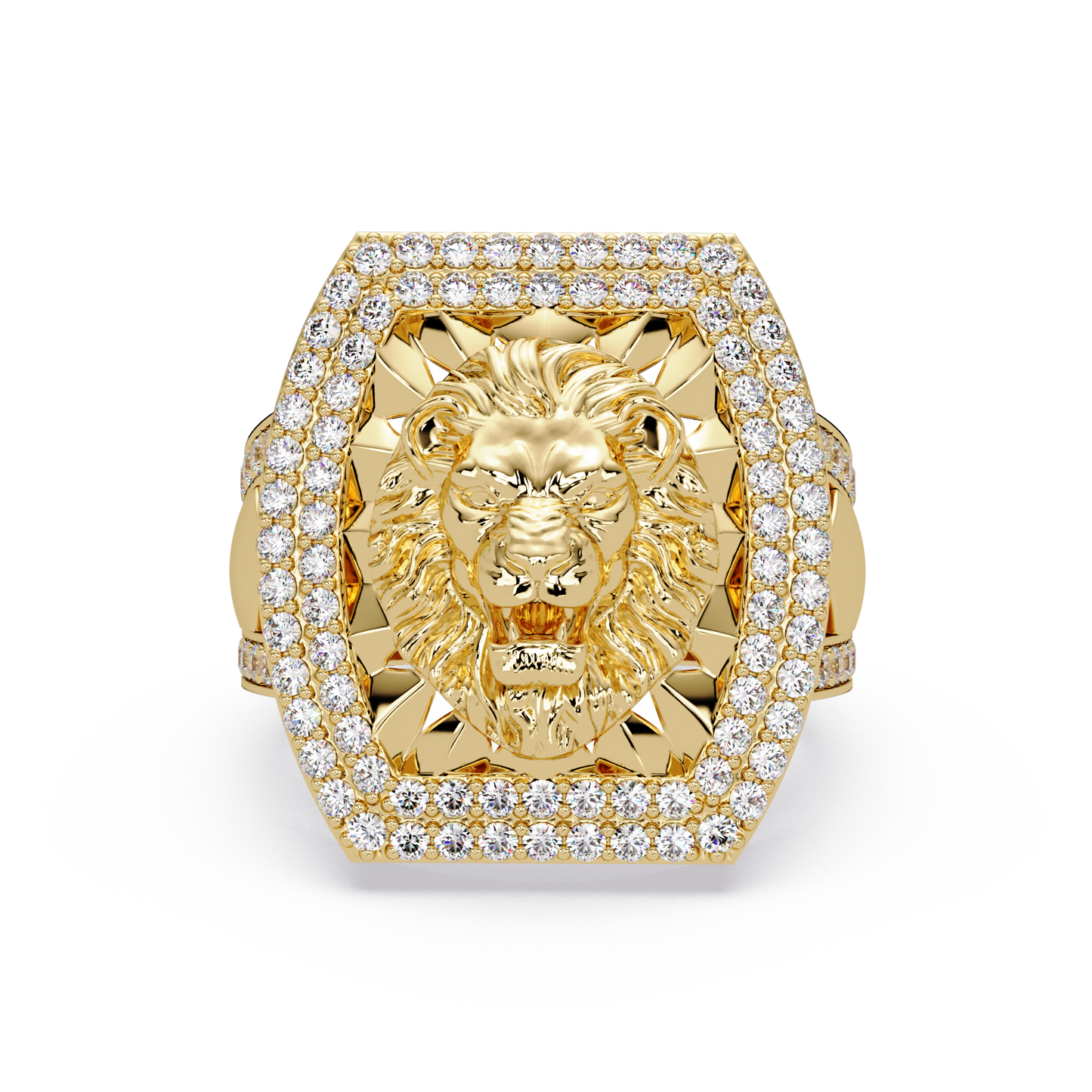 Lion Head Lab Grown Diamond Halo Signet Ring - HIGHCARAT DIAMONDS
