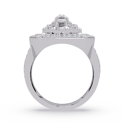 Lion Head Lab Grown Diamond Halo Signet Ring - HIGHCARAT DIAMONDS