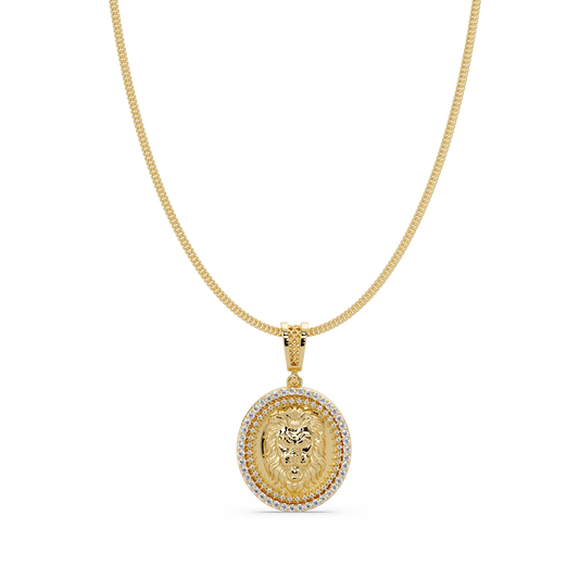 Lion Head Medallion Lab Grown Diamond Rose Gold Pendant Necklace - HIGHCARAT DIAMONDS