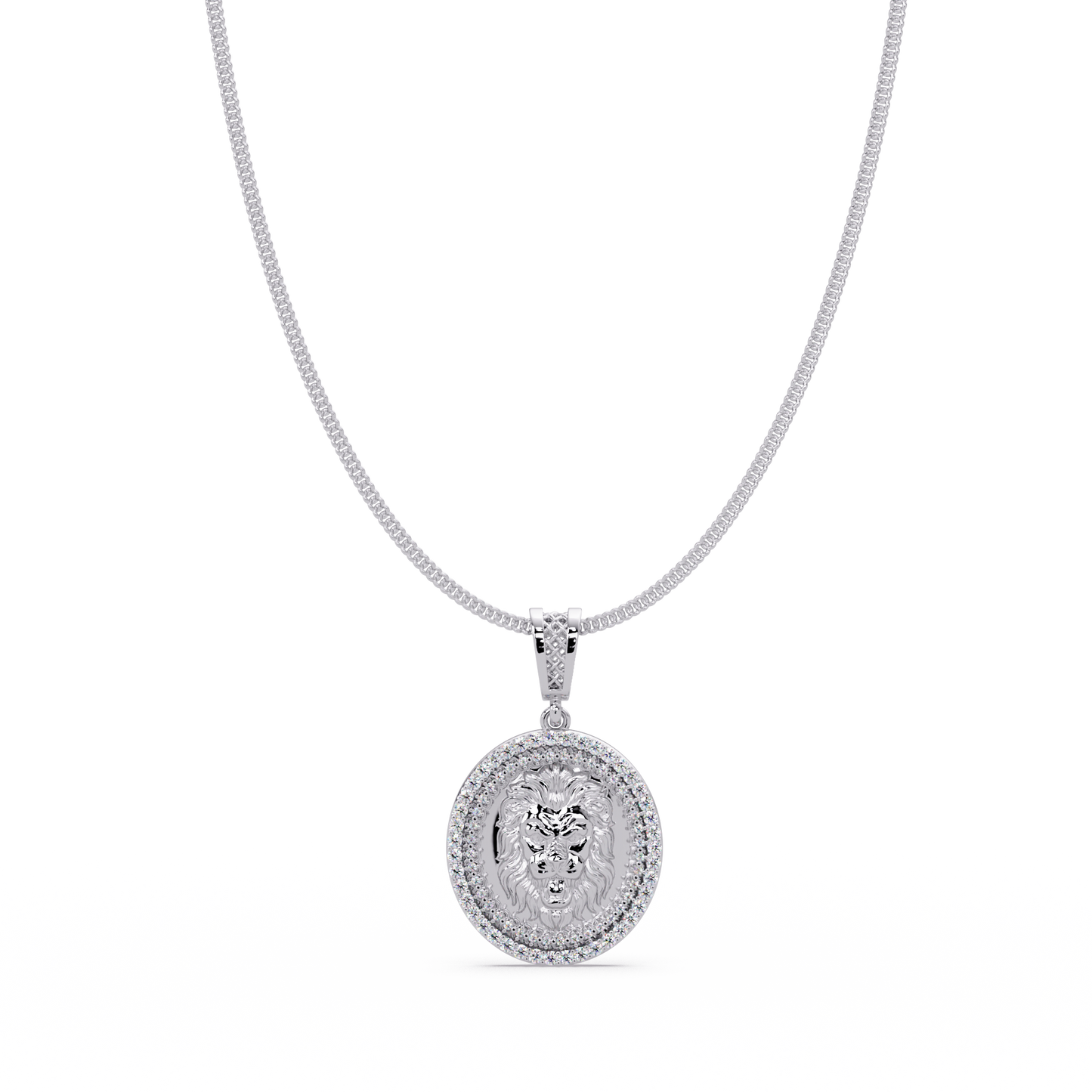 Lion Head Medallion Lab Grown Diamond Rose Gold Pendant Necklace - HIGHCARAT DIAMONDS