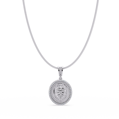 Lion Head Medallion Lab Grown Diamond Rose Gold Pendant Necklace - HIGHCARAT DIAMONDS