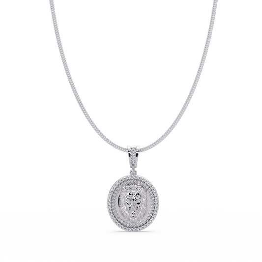 Lion Head Medallion Lab Grown Diamond Rose Gold Pendant Necklace - HIGHCARAT DIAMONDS