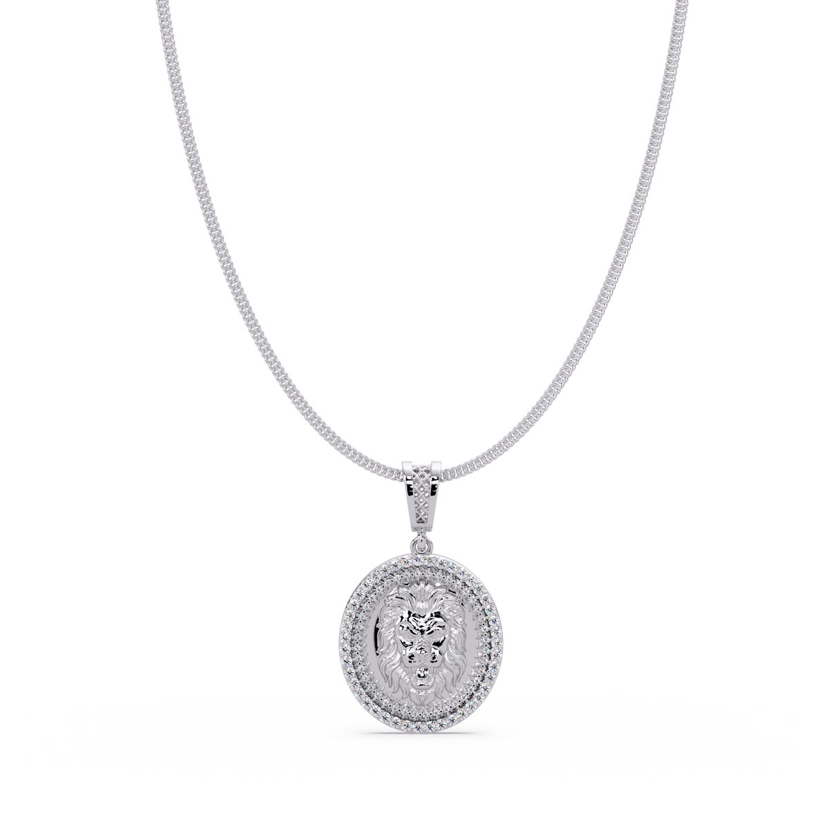 Lion Head Medallion Lab Grown Diamond Rose Gold Pendant Necklace - HIGHCARAT DIAMONDS